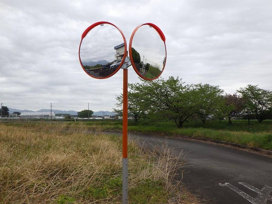 交換したカーブミラー